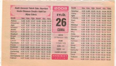 26 Eylül 2008 Takvim Yaprağı EFM(N)2932 - 1