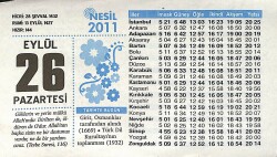 26 Eylül 2011 Takvim Yaprağı - Doğum Günü Hediyesi EFMN14372 - Gökçekoleksiyon