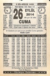 26 Eylül 2014 Takvim Yaprağı - Doğum Günü Hediyesi EFMN14316 - Gökçekoleksiyon