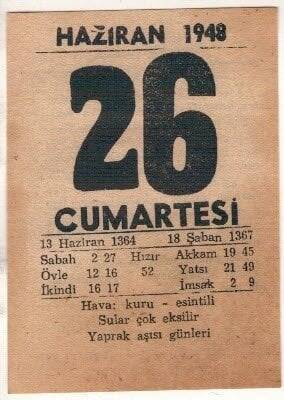 26 Haziran 1948 Takvim Yaprağı EFM(N)1411 - 2