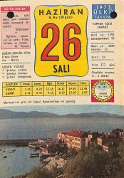 26 Haziran 1973 Takvim Yaprağı - Doğum Günü Hediyesi EFM(N)12371 - Gökçekoleksiyon