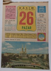 26 Kasım 1989 Takvim Yaprağı - Doğum Günü Hediyesi EFM(N)6746 - Gökçekoleksiyon