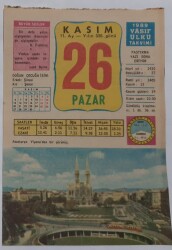 26 Kasım 1989 Takvim Yaprağı - Doğum Günü Hediyesi EFM(N)6830 - Gökçekoleksiyon