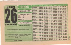 26 Kasım 2008 Takvim Yaprağı EFM(N)3822 - 2