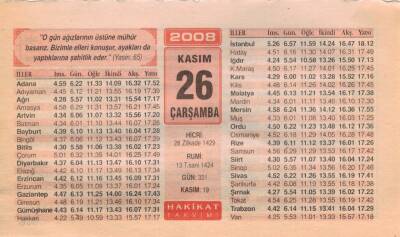 26 Kasım 2008 Takvim Yaprağı EFM(N)3910 - 3