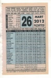 26 Mart 2012 Takvim Yaprağı EFM(N)1896 - 1
