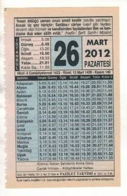 26 Mart 2012 Takvim Yaprağı EFM(N)1896 - 1