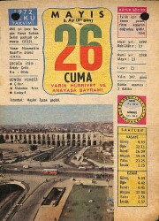 26 Mayıs 1972 Takvim Yaprağı - Doğum Günü Hediyesi EFM(N)12287 - Gökçekoleksiyon