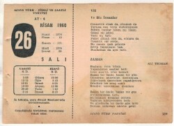 26 Nisan 1960 Ajans Türk Takvim Yaprağı (Şiirli Saatli) EFM(N)1583 - 2
