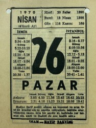 26 Nisan 1970 Takvim Yaprağı - Doğum Günü Hediyesi EFM(N)8281 - 1