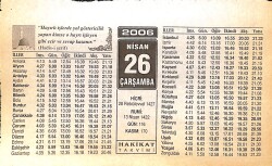 26 Nisan 2006 Takvim Yaprağı - Doğum Günü Hediyesi EFMN13273 - Gökçekoleksiyon