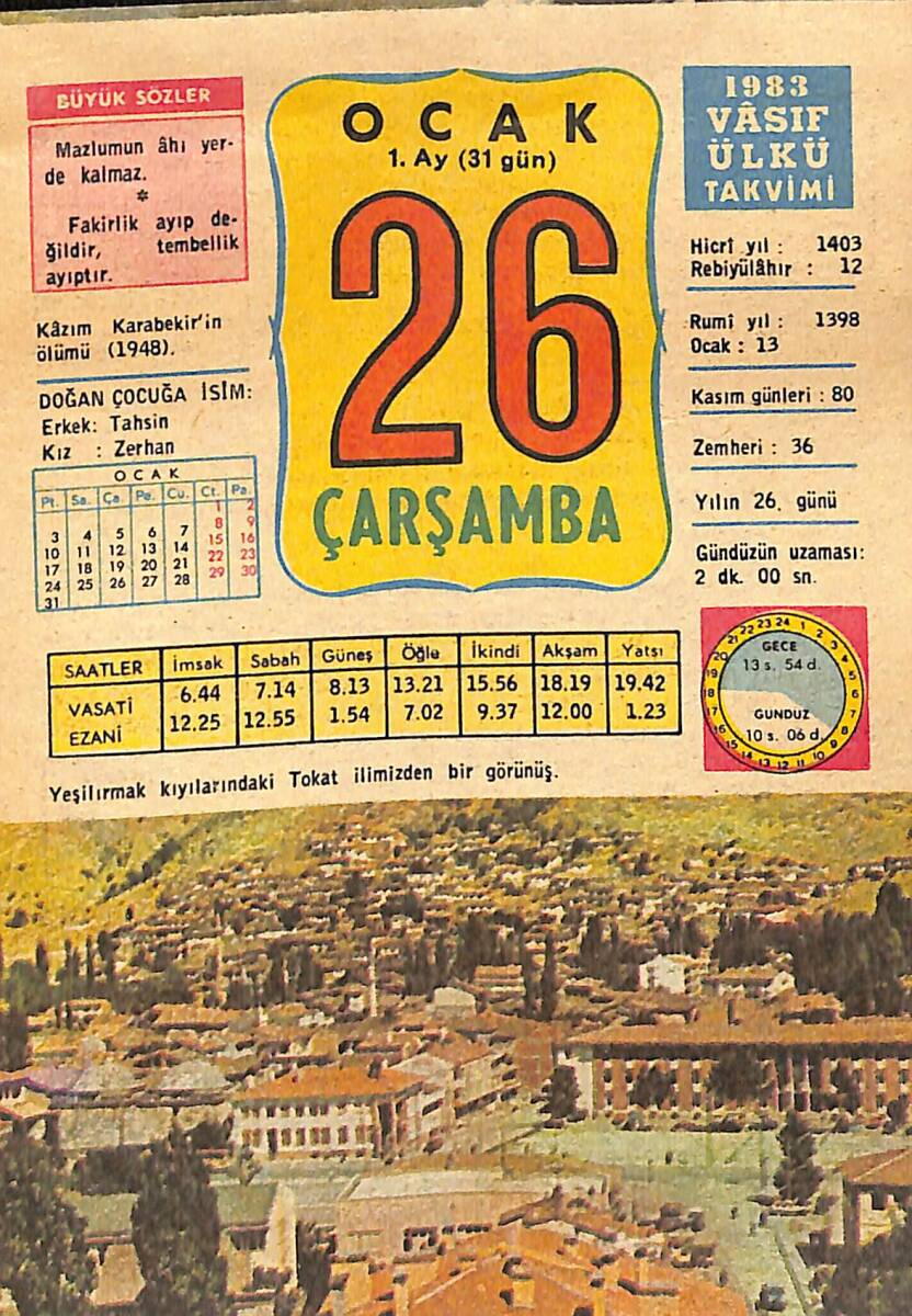 26 Ocak 1983 Takvim Yaprağı - Doğum Günü Hediyesi EFMN15084 - 1
