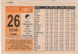 26 Ocak 2007 Takvim Yaprağı EFM(N)5113 - Gökçekoleksiyon