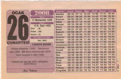 26 Ocak 2008 Takvim Yaprağı EFM(N)4951 - 1