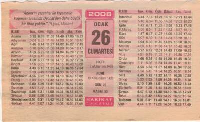 26 Ocak 2008 Takvim Yaprağı EFM(N)5013 - 1