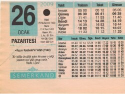 26 Ocak 2009 Takvim Yaprağı EFM(N)4982 - Gökçekoleksiyon