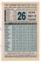 26 Ocak 2012 Takvim Yaprağı EFM(N)1836 - 4