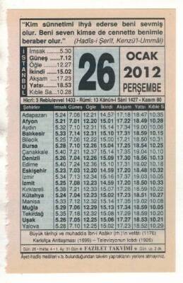 26 Ocak 2012 Takvim Yaprağı EFM(N)1836 - 4