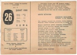 26 Şubat 1960 Ajans Türk Takvim Yaprağı (Şiirli Saatli) EFM(N)1524 - 4