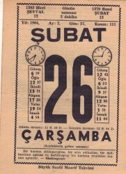 26 Şubat 1964 Takvim Yaprağı EFM(N)5733 - 1