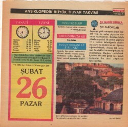 26 Şubat 1984 Takvim Yaprağı EFM(N)5180 - Gökçekoleksiyon