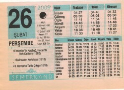 26 Şubat 2009 Takvim Yaprağı EFM(N)5631 - 2