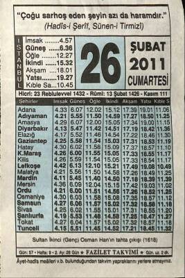 26 Şubat 2011 Takvim Yaprağı - Doğum Günü Hediyesi EFM(N)7579 - 1