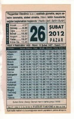 26 Şubat 2012 Takvim Yaprağı EFM(N)1867 - 3