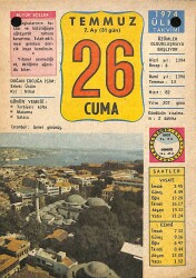 26 Temmuz 1974 Takvim Yaprağı - Doğum Günü Hediyesi EFM(N)9459 - Gökçekoleksiyon