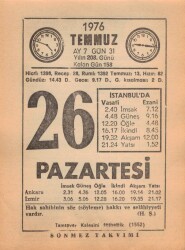 26 Temmuz 1976 Takvim Yaprağı EFM(N)2140 - 1
