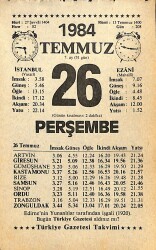 26 Temmuz 1984 Takvim Yaprağı - Doğum Günü Hediyesi EFMN15786 - Gökçekoleksiyon