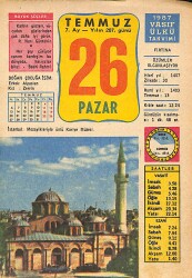 26 Temmuz 1987 Takvim Yaprağı - Doğum Günü Hediyesi EFMN15388 - Gökçekoleksiyon