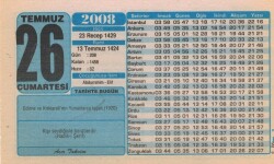 26 Temmuz 2008 Takvim Yaprağı EFM(N)2148 - 1