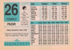 26 Temmuz 2009 Takvim Yaprağı EFM(N)2150 - 3
