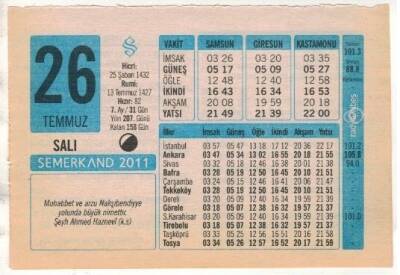 26 Temmuz 2011 Takvim Yaprağı EFM(N)1252 - 4