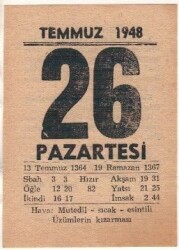 26Temmuz 1948 Takvim Yaprağı EFM(N)1441 - 1