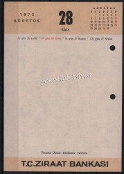 27-28 Ağustos 1973 Ziraat Bankası Takvim Yaprağı EFM622 - 2