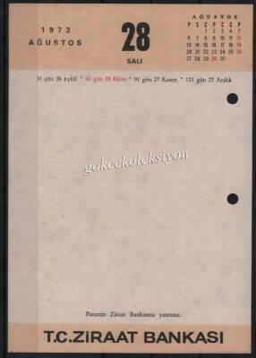 27-28 Ağustos 1973 Ziraat Bankası Takvim Yaprağı EFM622 - 2