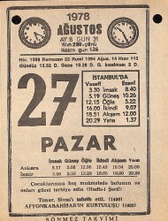 27 Ağustos 1978 Takvim Yaprağı - Doğum Günü Hediyesi EFM(N)9745 - 1