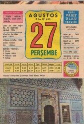 27 Ağustos 1981 Takvim Yaprağı EFM(N)2767 - 3