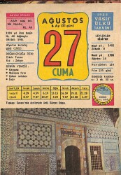 27 Ağustos 1982 Takvim Yaprağı - Doğum Günü Hediyesi EFM(N)9236 - Gökçekoleksiyon