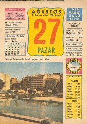 27 Ağustos 1989 Takvim Yaprağı - Doğum Günü Hediyesi EFM(N)10096 - 1