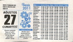 27 Ağustos 2011 Takvim Yaprağı - Doğum Günü Hediyesi EFMN14342 - Gökçekoleksiyon