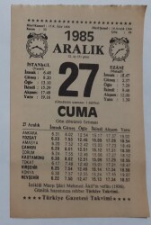 27 Aralık 1985 Takvim Yaprağı - Doğum Günü Hediyesi EFM(N)6872 - Gökçekoleksiyon