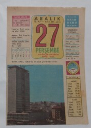 27 Aralık 1990 Takvim Yaprağı - Doğum Günü Hediyesi EFM(N)6806 - Gökçekoleksiyon