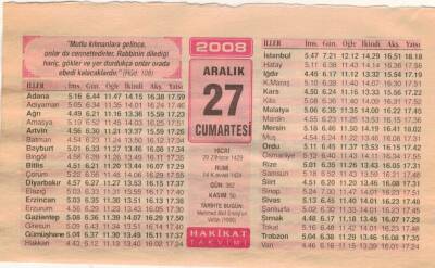 27 Aralık 2008 Takvim Yaprağı EFM(N)4462 - 3