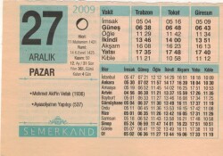 27 Aralık 2009 Takvim Yaprağı EFM(N)4401 - 1