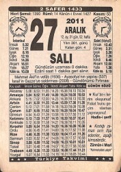 27 Aralık 2011 Takvim Yaprağı - Doğum Günü Hediyesi EFMN15232 - Gökçekoleksiyon