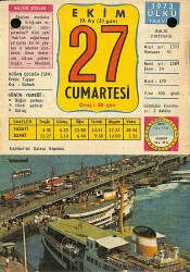 27 Ekim 1973 Takvim Yaprağı - Doğum Günü Hediyesi EFM(N)11751 - Gökçekoleksiyon