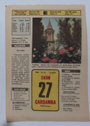 27 Ekim 1982 Takvim Yaprağı - Doğum Günü Hediyesi EFM(N)7253 - Gökçekoleksiyon